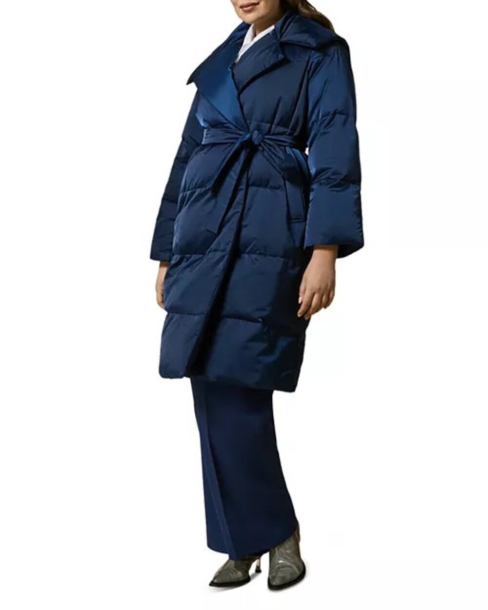 NWT Marina Rinaldi Partenza Wrap Puffer Coat Navy Blue sz US 20 Neutral Capsule